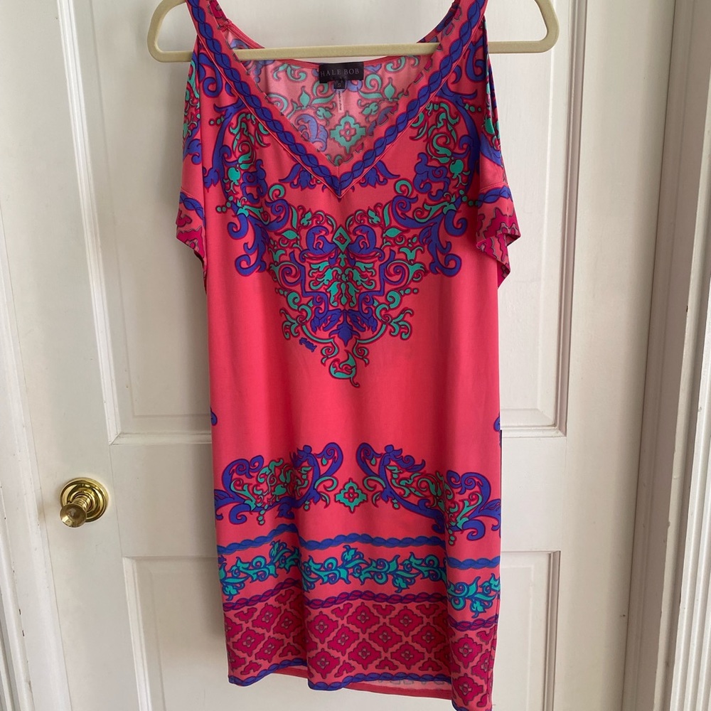 Hale Bob dress, peekaboo shoulders, pink, NWT
